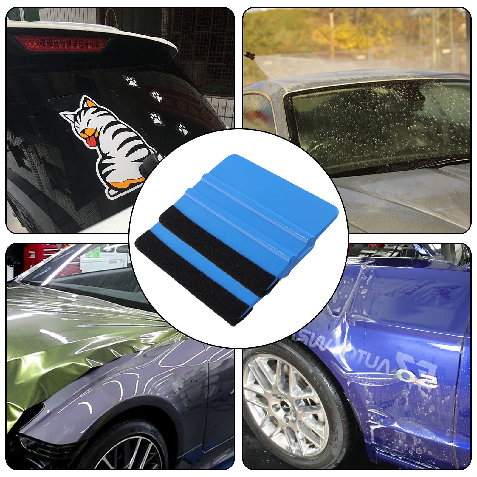 10 Pcs 4 Inch Felt Edge Squeegee Car Vinyl Scraper Decal Applicator Tool