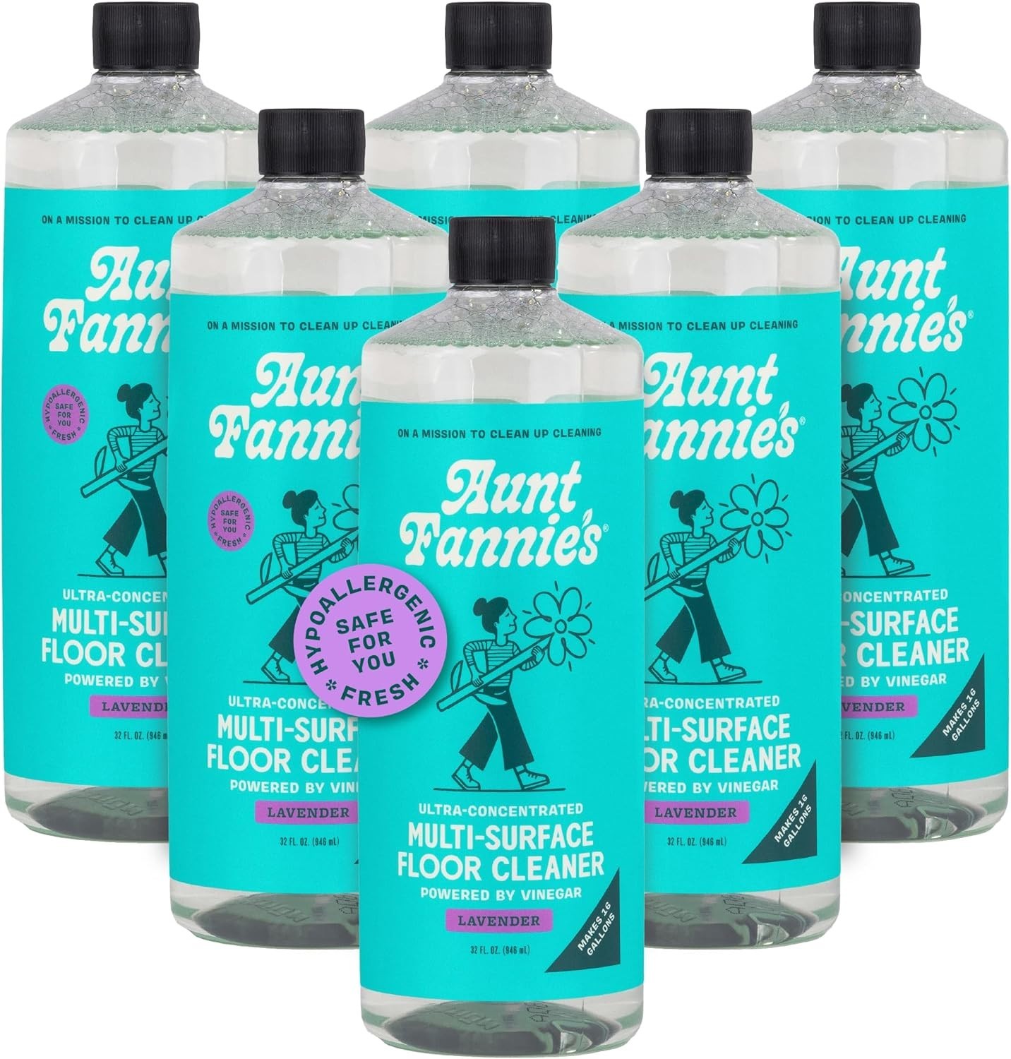 Ultra Concentrated Floor Cleaner 6pk Lavender, Multi-Surface Vinegar Wash Mak…