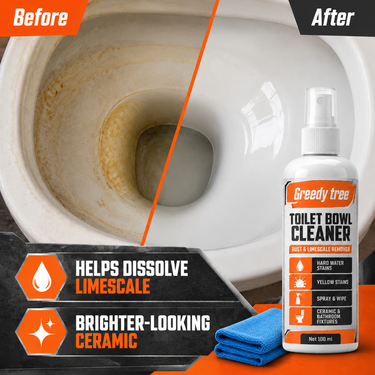 Faucet Water Stain Remover Spray for Rust Scale and Bathroom Shine