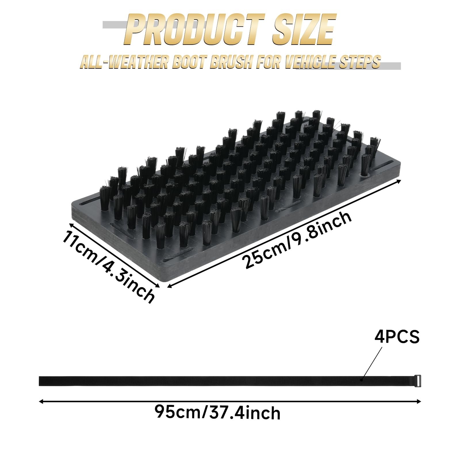 Truck Step Mounted Brush Fit for Universal, Heavy Duty Boot Scraper Brush with 4