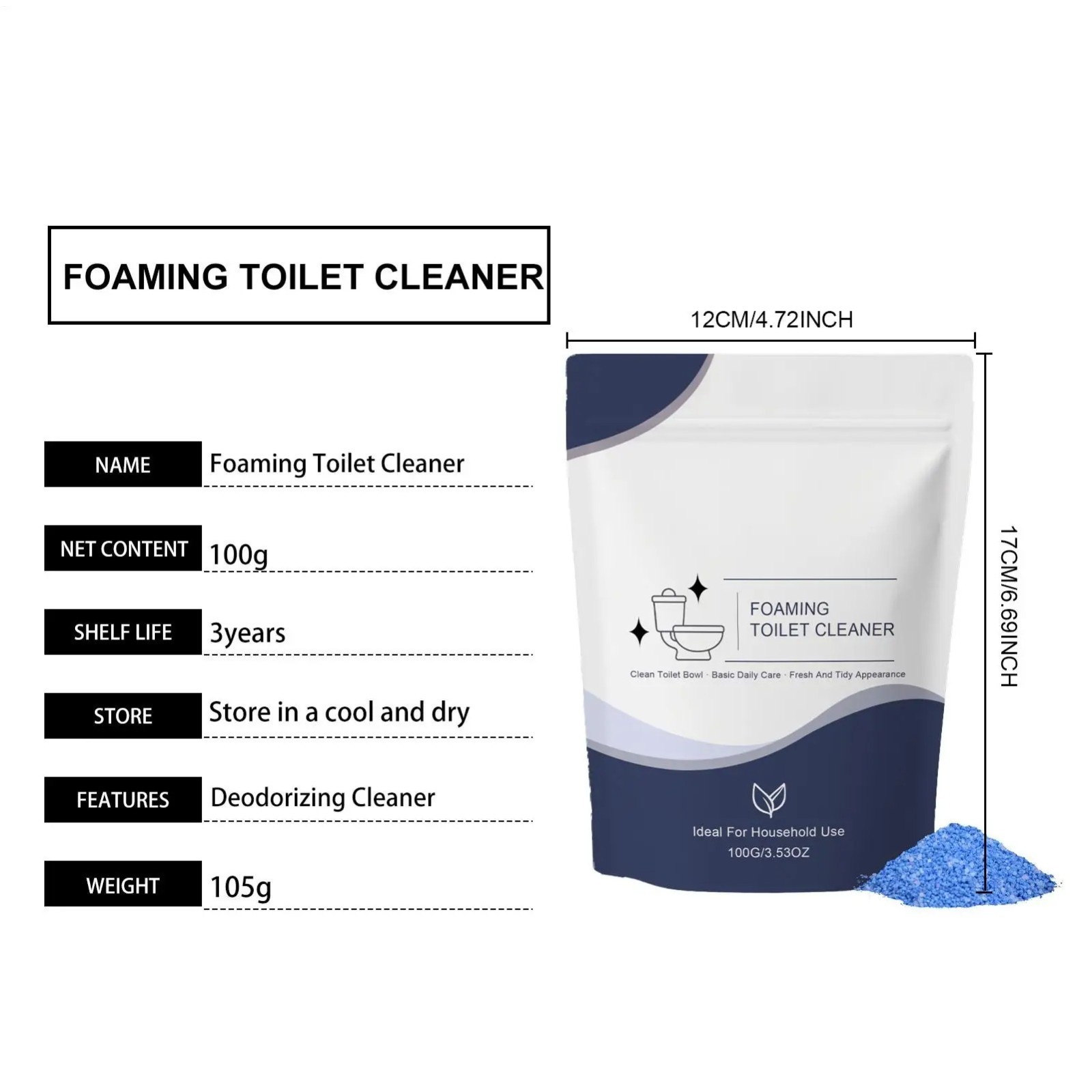 Restorabowl Foaming Cleaning Powder Fresh Scent Fast Dissolving Daily Care 300g