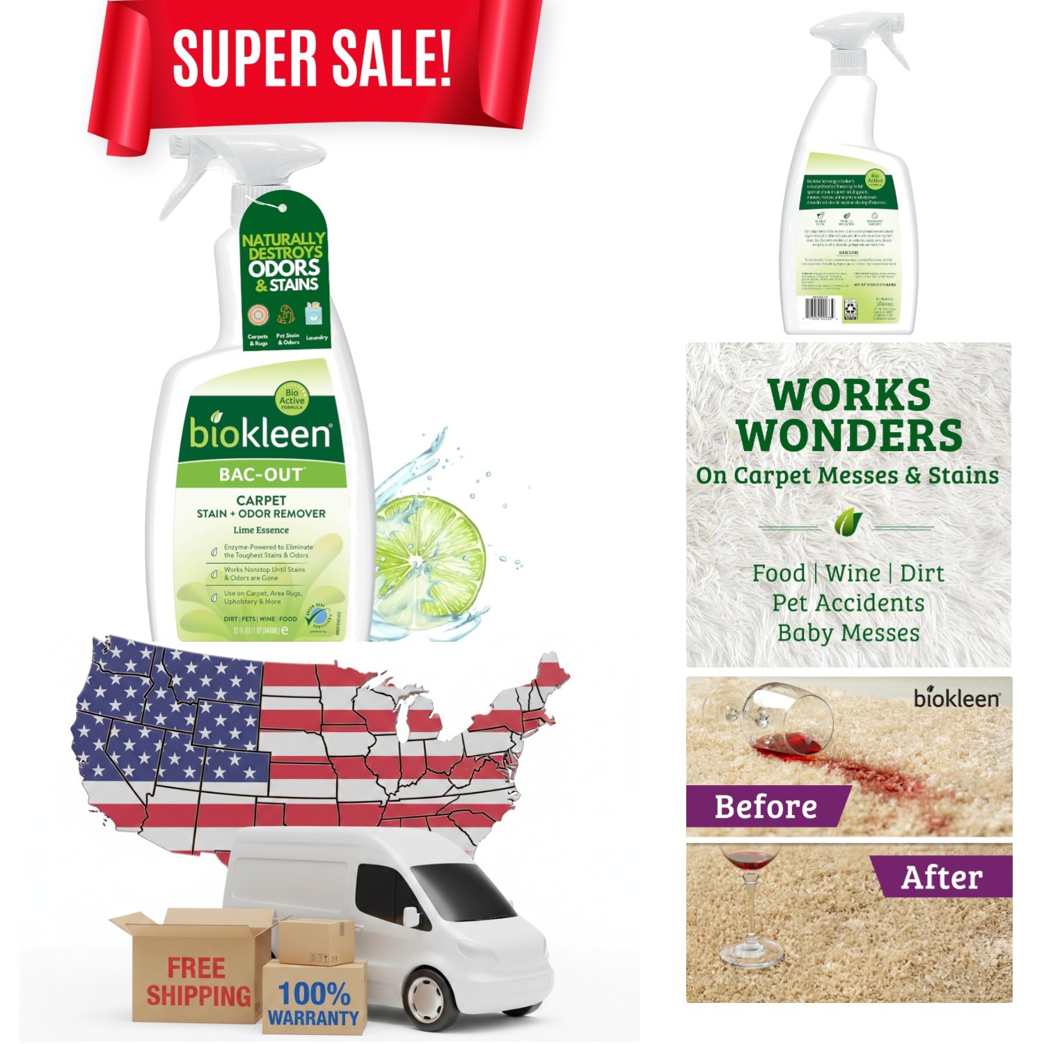 Safe & Natural Bac-Out Enzyme Cleaner, 32 Oz – Eliminates Odors from Pets & More