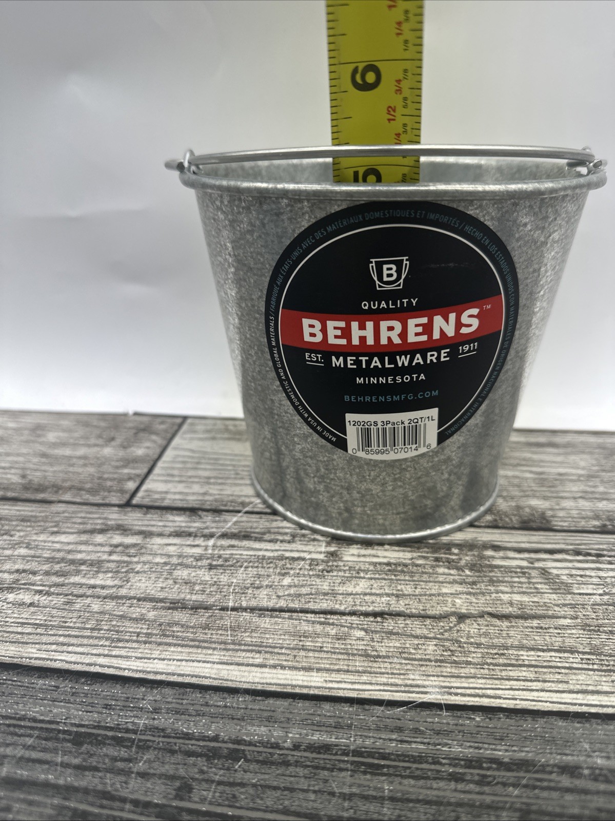 Behrens 2 Qt. Hot-Dipped Steel Pail With Handle Behrens Made In USA 1 L ￼￼