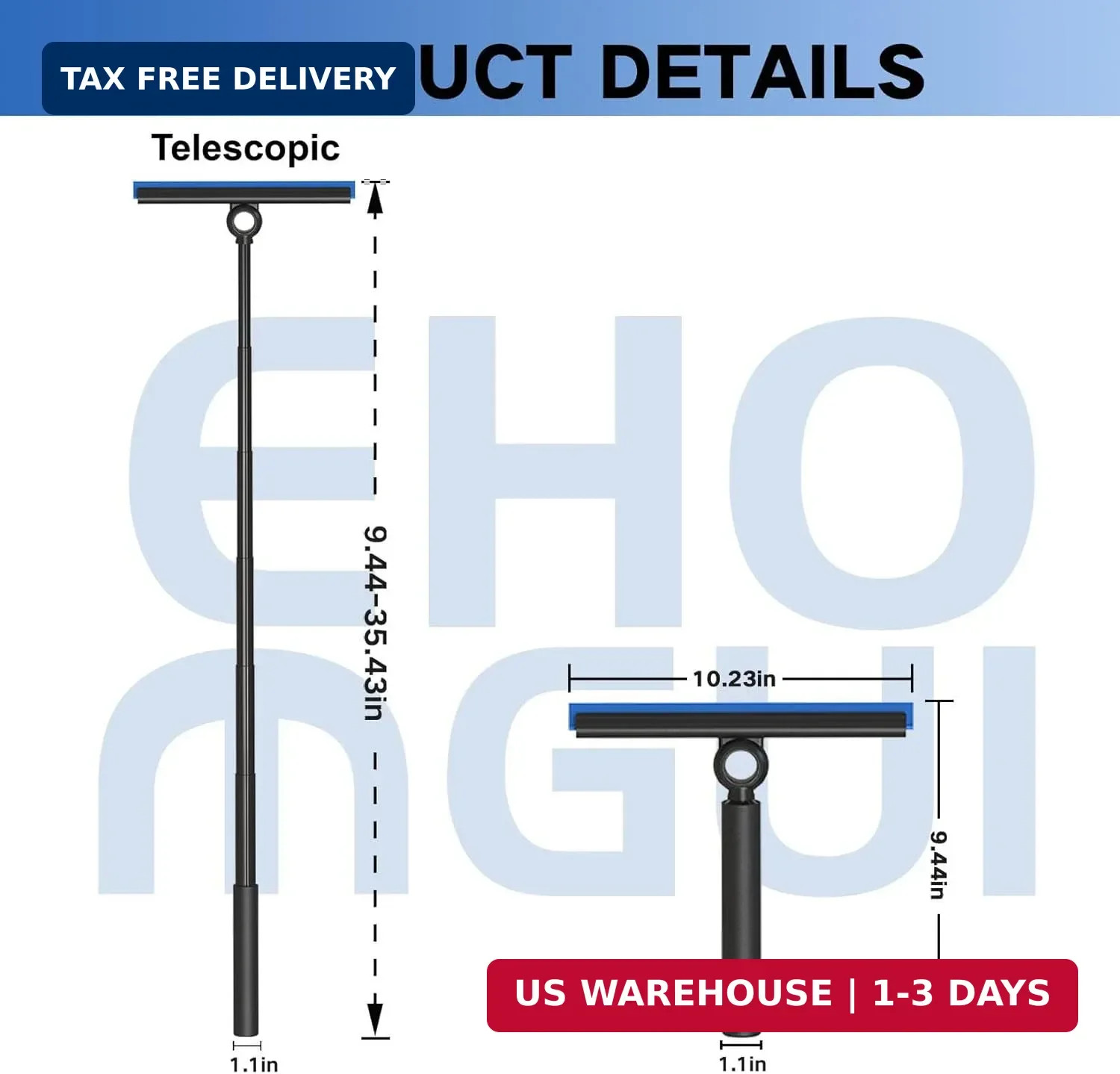 Extendable Window Squeegee Cleaner Tool for Shower Tile Wall Sliding Glass Door