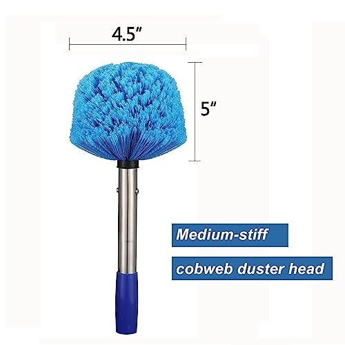 Cobweb Duster with Pole 4FT Stainless Steel Medium-Stiff Bristles High Ceiling