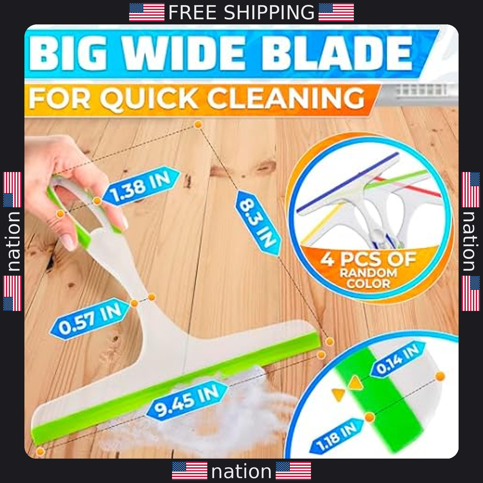 4-Pack 9.5? Shower Squeegee with Flexible Blade – Ergonomic & Lightweight Design