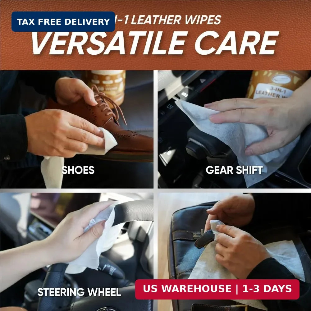 Air Jungles 3in1 Leather Wipes 50 Count, Extra Large 8″ x 10″ Size, Clean Condit