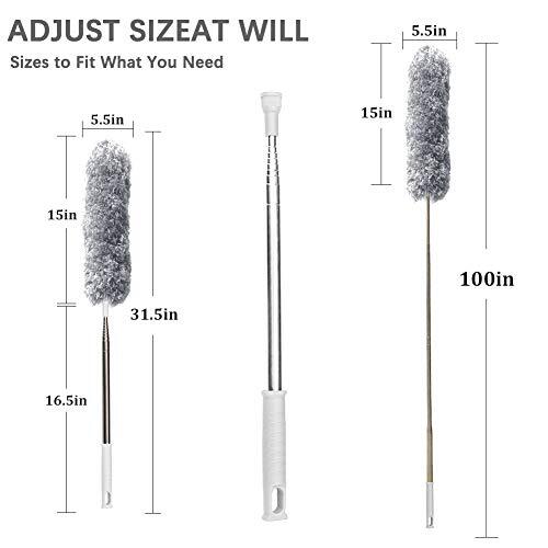 Feather Cleaning Duster With Handle Telescoping Extendable 100″ Extra Long Pole