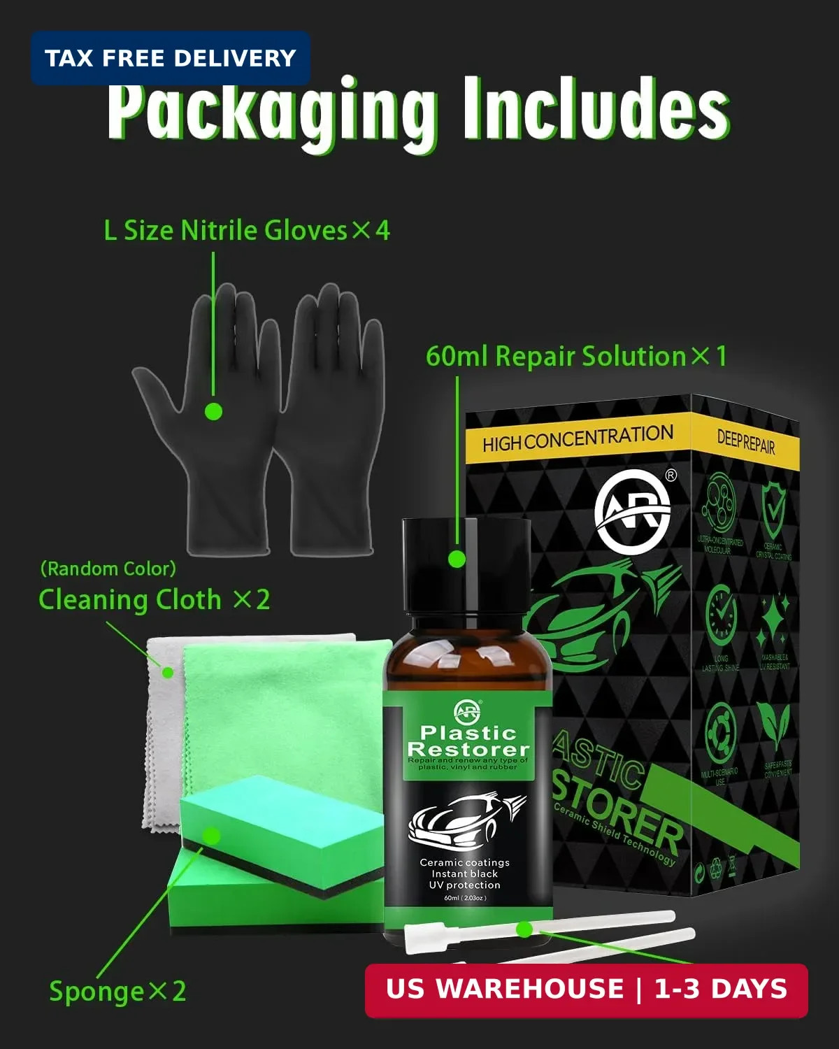Plastic Restorer for Cars, 60ML Black Trim Restorer, Back to Black Plastic Resto
