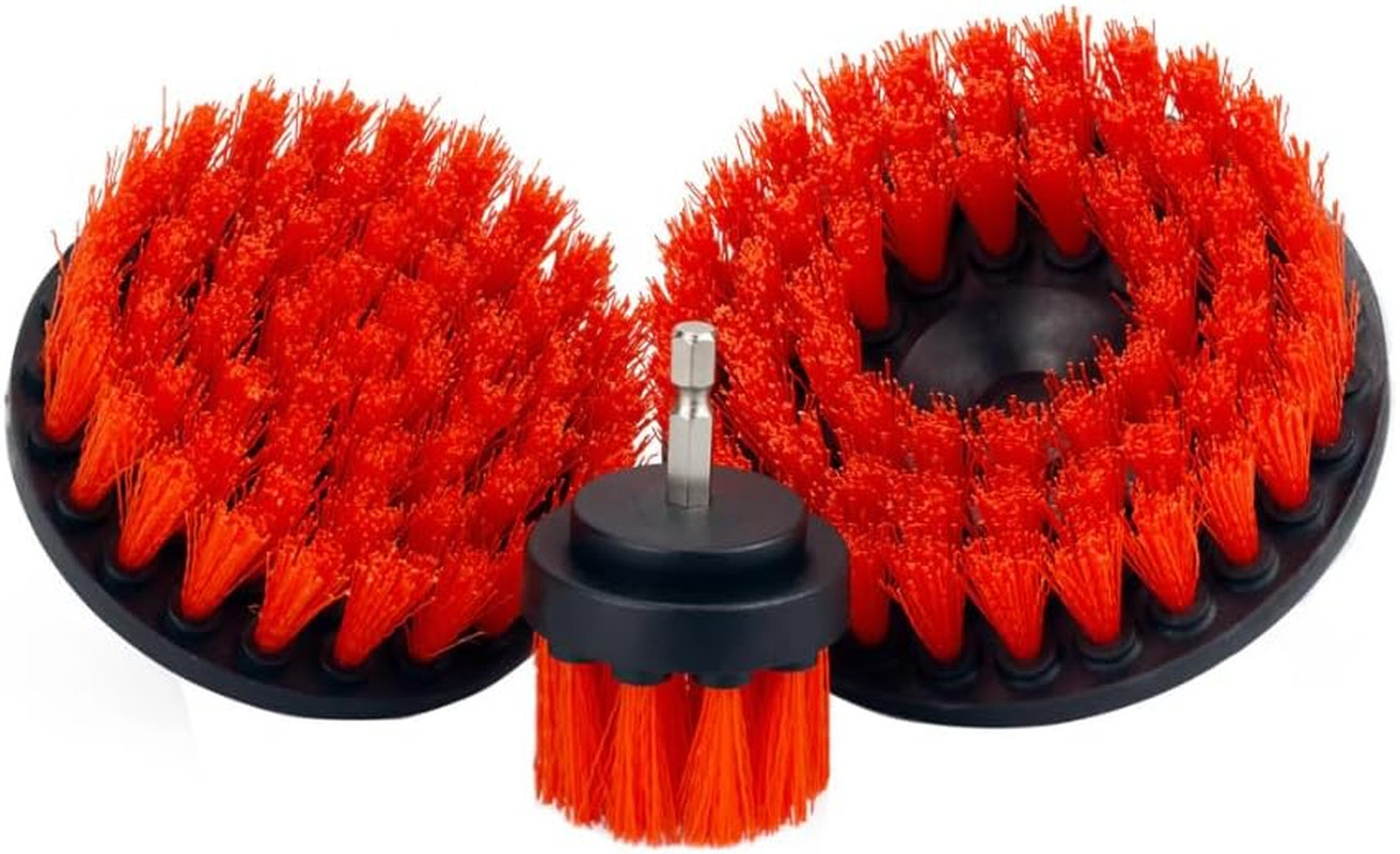 2″, 4″, 5″ Universal 3-Piece M8 Drill Brush Set – Carpet & Upholstery Cleaner wi
