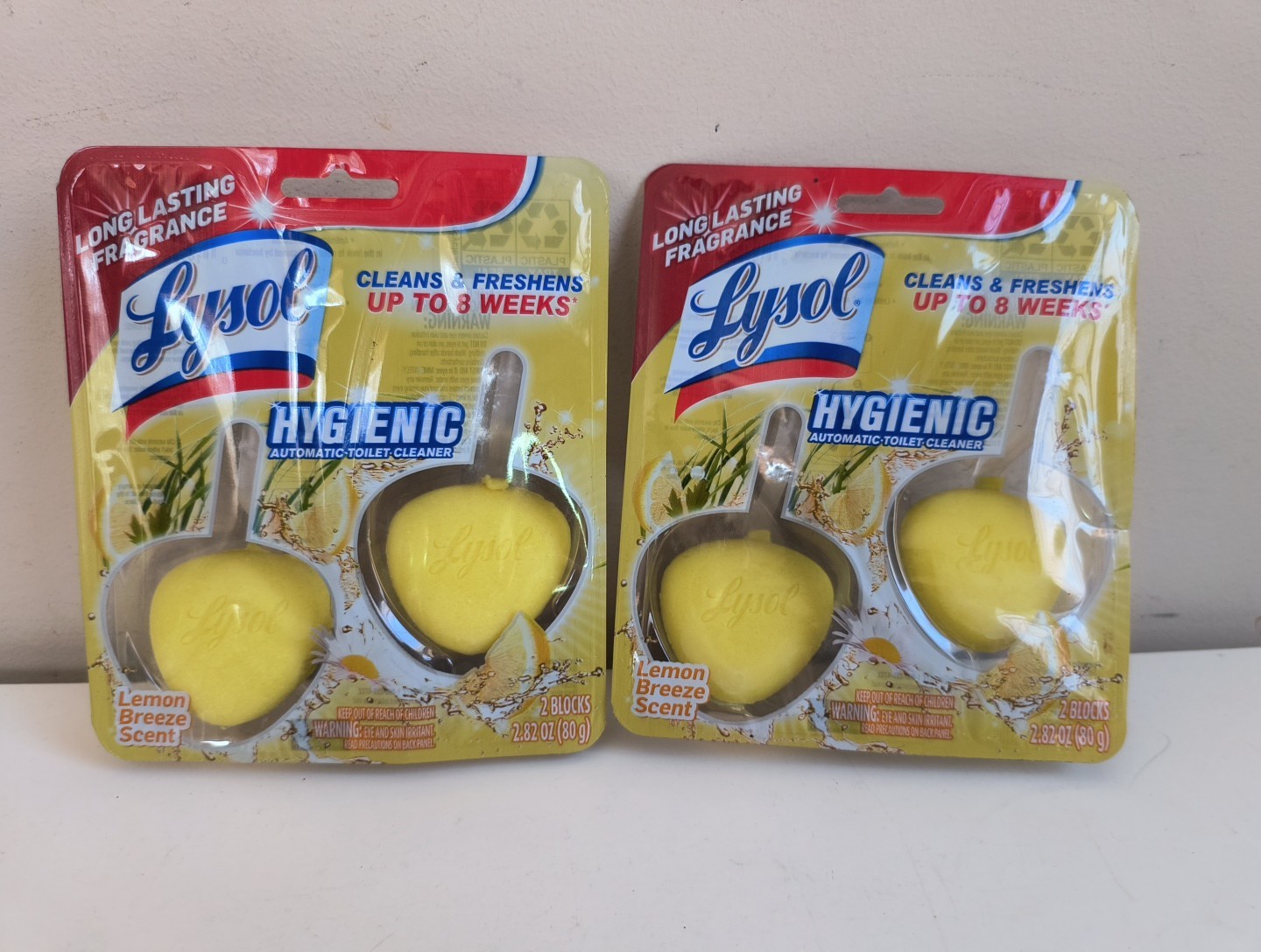 Lysol Automatic In-The-Bowl Toilet Cleaner Lemon Breeze Scent 2 Pack (Set Of 2)