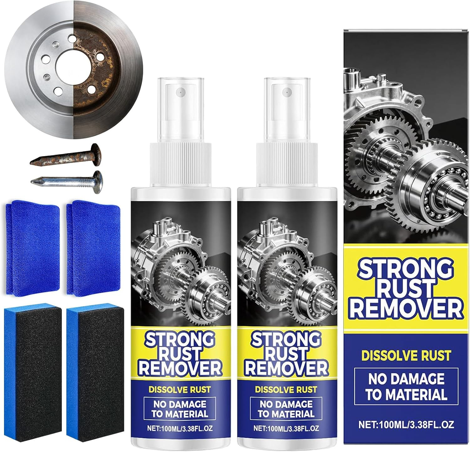 2Pcs Rust Remover Spray for Metal, Upgrade Rust Remover Spray for Metal, Multipu