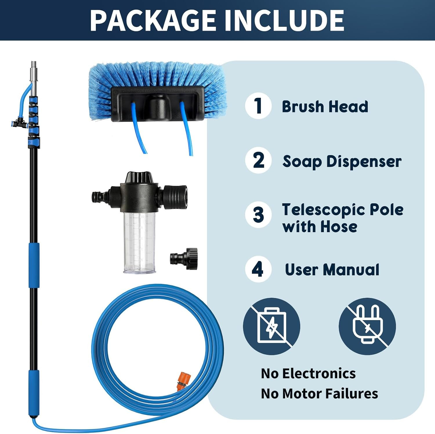 Soft Bristles Solar Panel Cleaning Brush, 20 FT Solar Panel Cleaner Kit, Includi