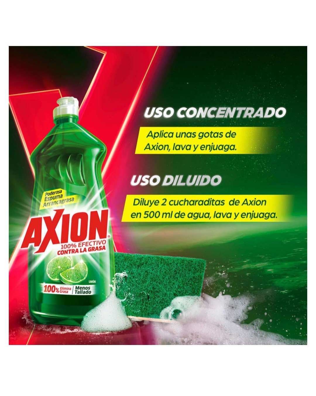 3x Axion Jabón Lavatrastes Arranca Grasa 750ml /Axion Dish Soap Grease Remover