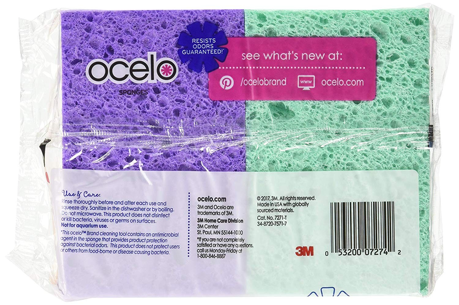O-Cel-O Handy Sponges, Assorted Colors, 4 Count