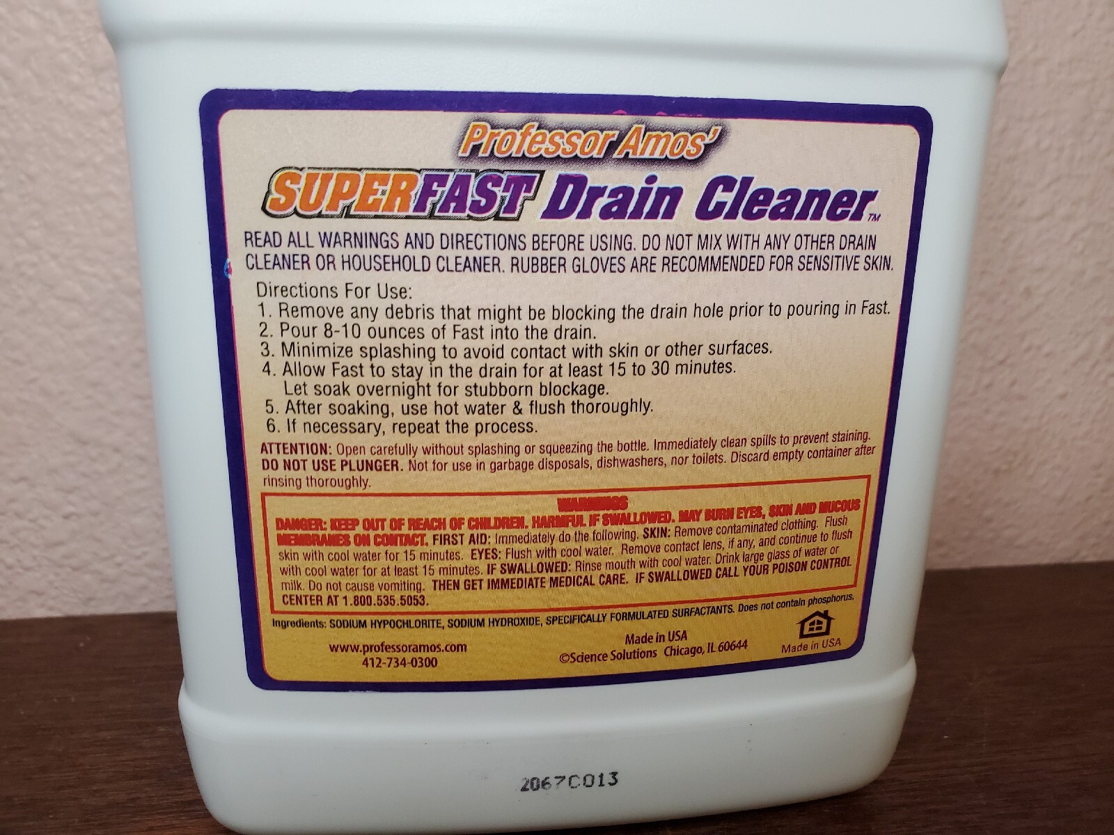 Professor Amos Super Fast Drain Cleaner Accelerated 32 fl Oz-NEW FACTORY SEALED!