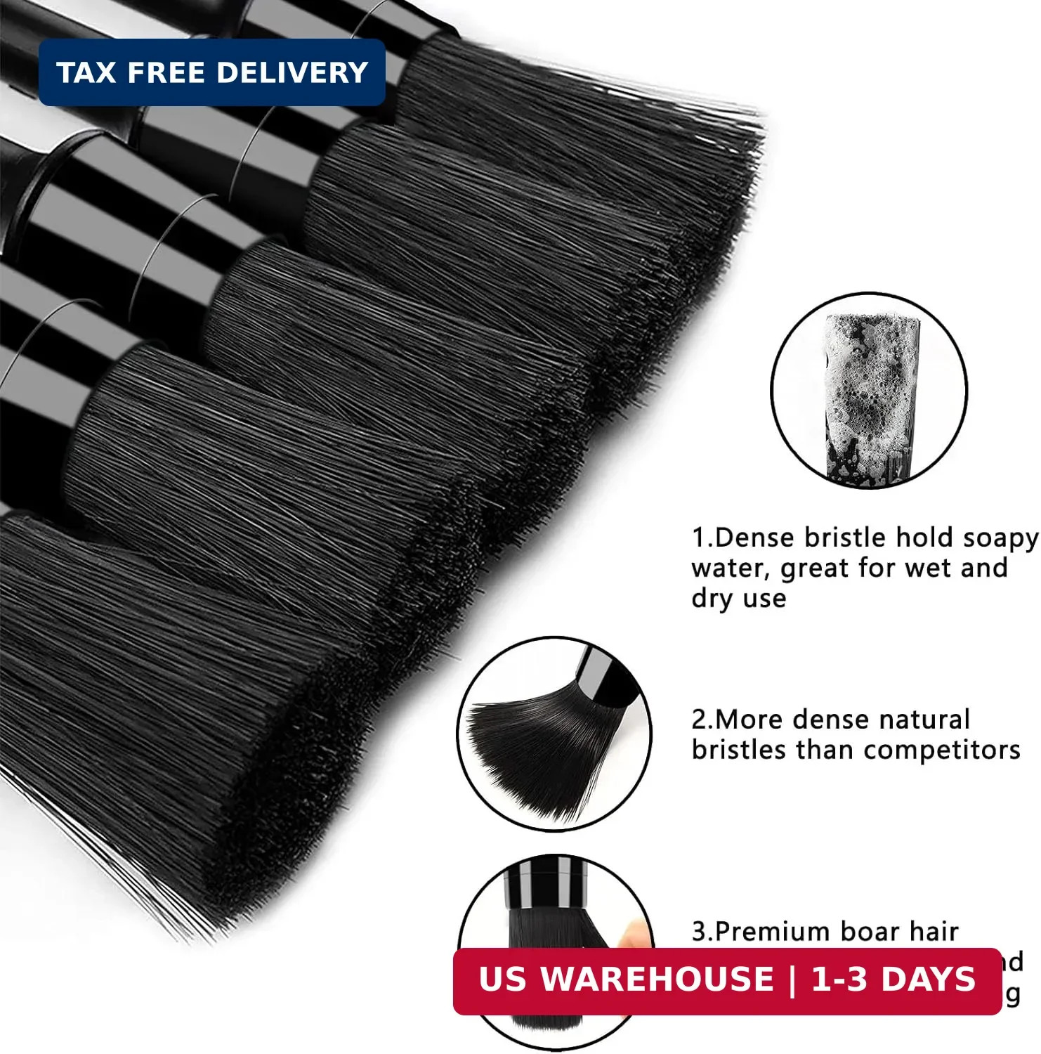 HMPLL 9pcs Auto Car Detailing Brush Set/ Interior Cleaning Kit Includes 5 Soft P