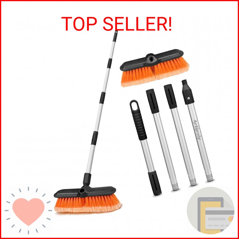 ARTIPOLY 65″ Car Wash Brush with Extension Pole, Car Wash 10” Dip Soft Brush, No