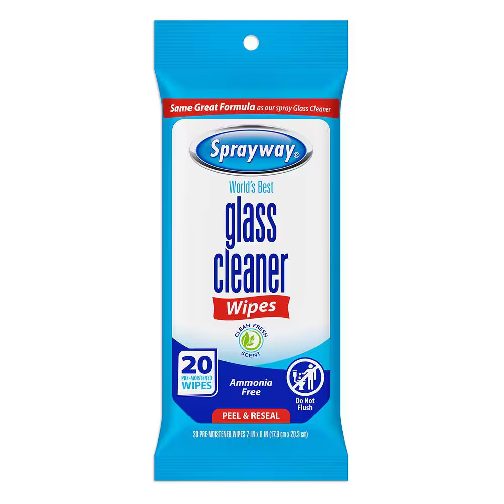 Sprayway SW199R Ammonia-Free Glass Cleaner Wipes Fresh Scent 20 Count