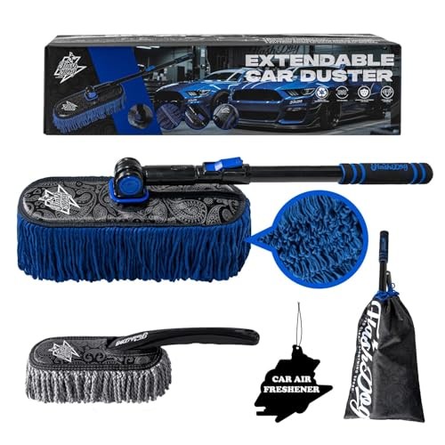 Car Duster Exterior & Interior Duster Aluminum Alloy Extendable Blue Grey