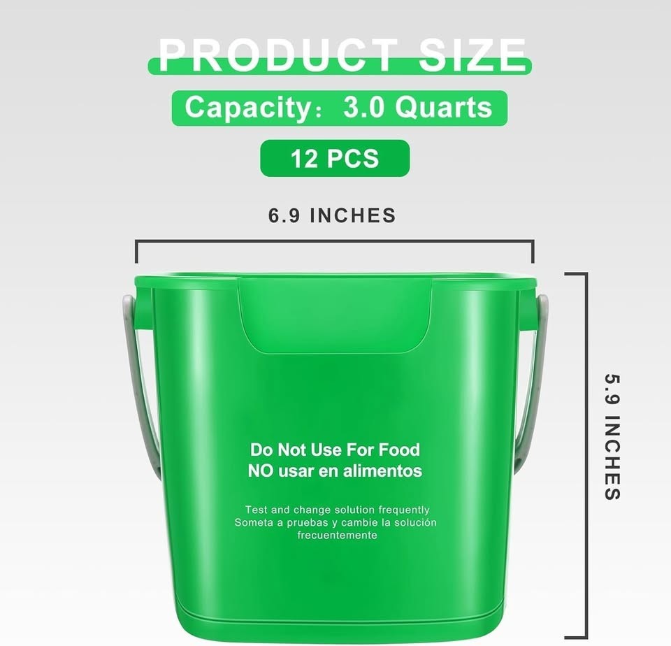 12 Pcs 3 Quart Cleaning Sanitize Bucket for Home Office Restaurant Kitchen Bath