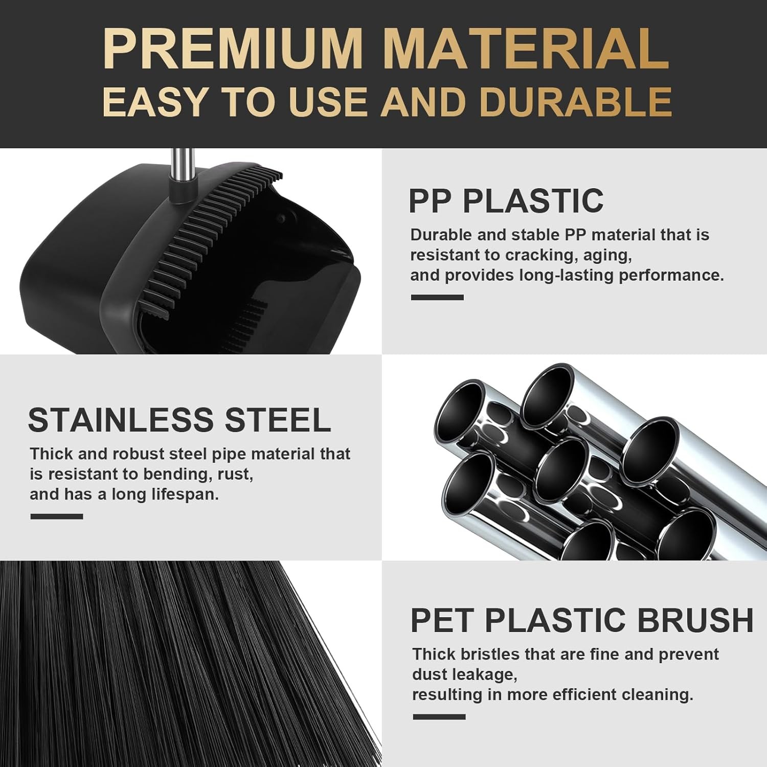 Broom and Dustpan Set, Upright ple Broom with Dustpan bo Set Long