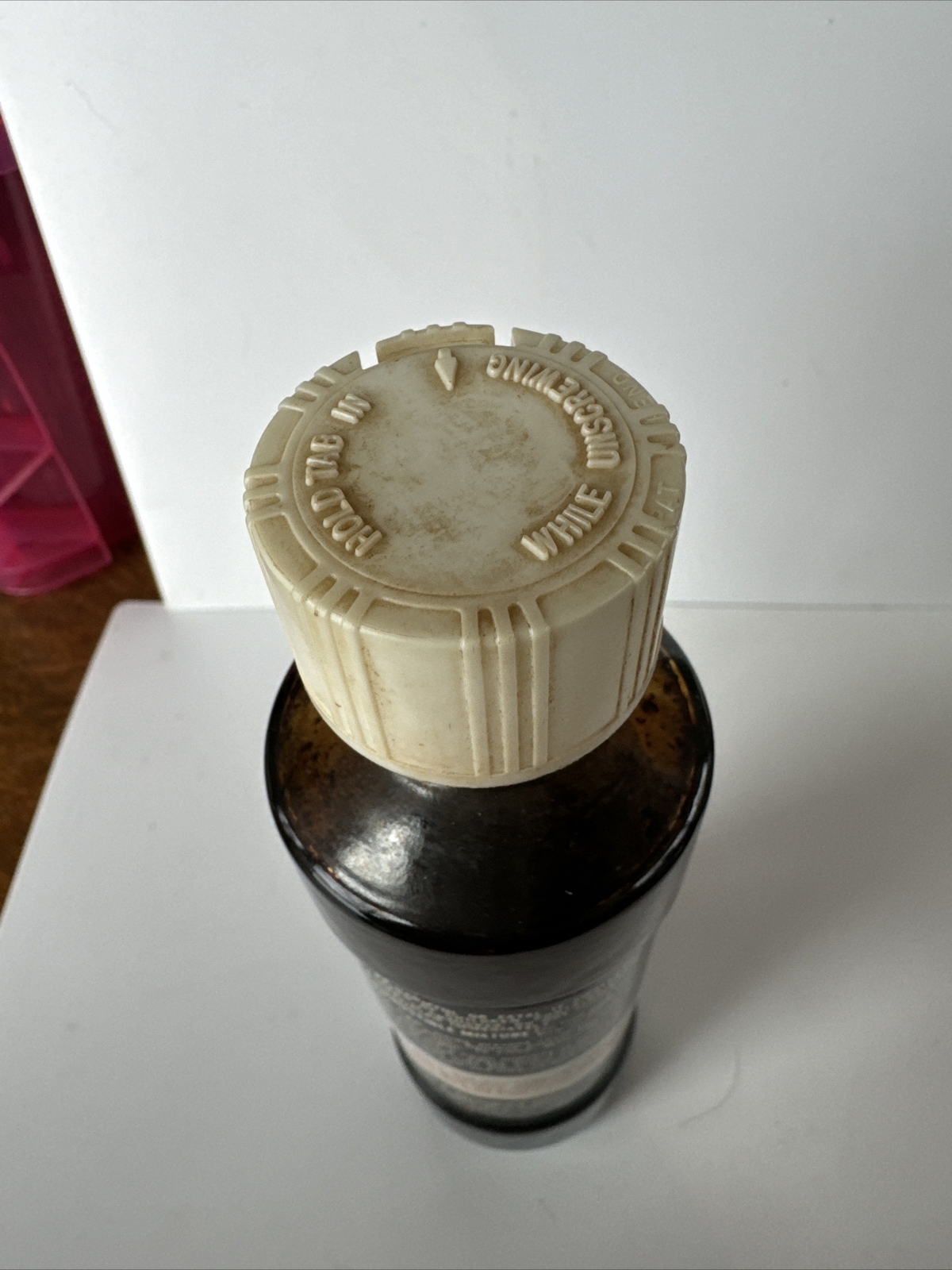 Vintage 1968 Genuine Old English Furniture Scratch Cover Glass Bottle about 3/4