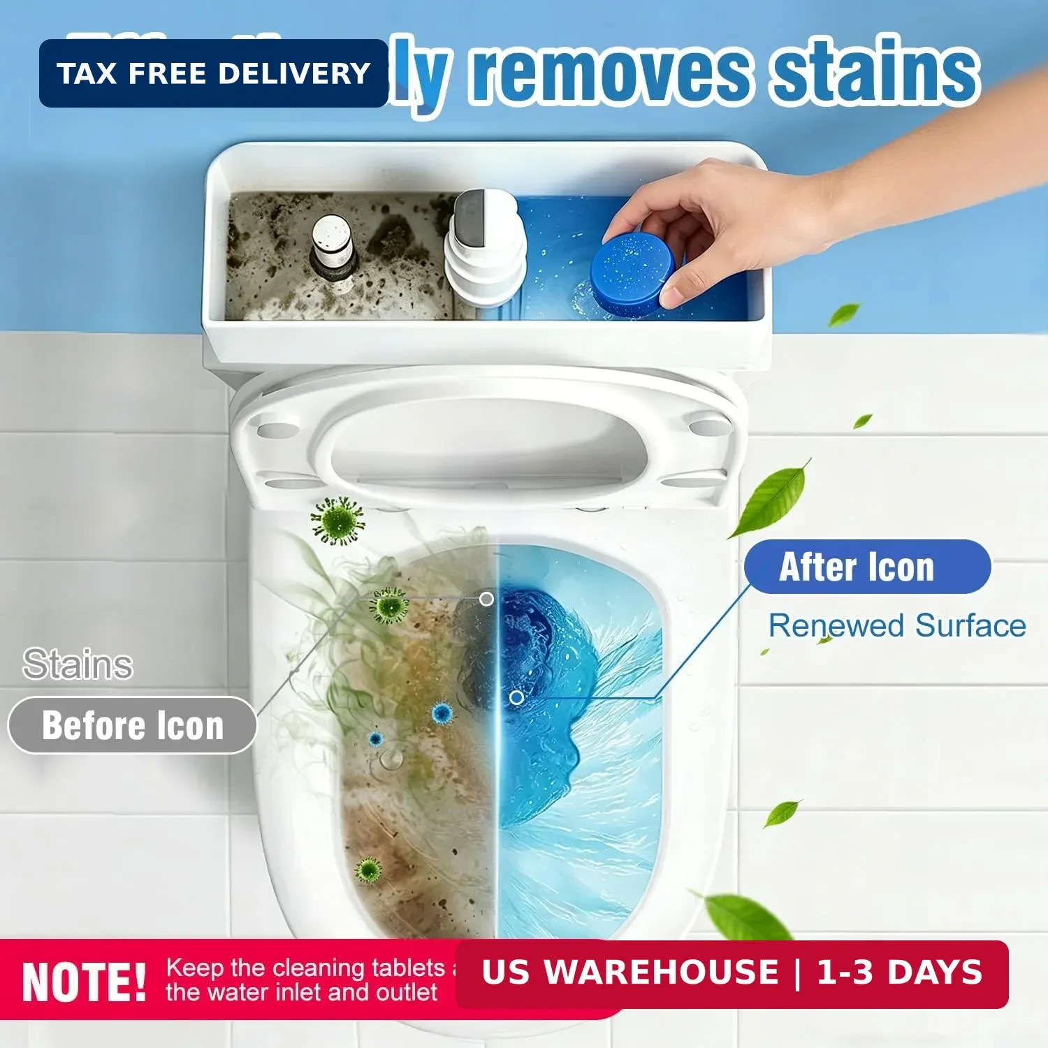 12 Tablets Toilet Bowl Cleaner Tablets for Tank – Automatic Toilet Tank Cleaner