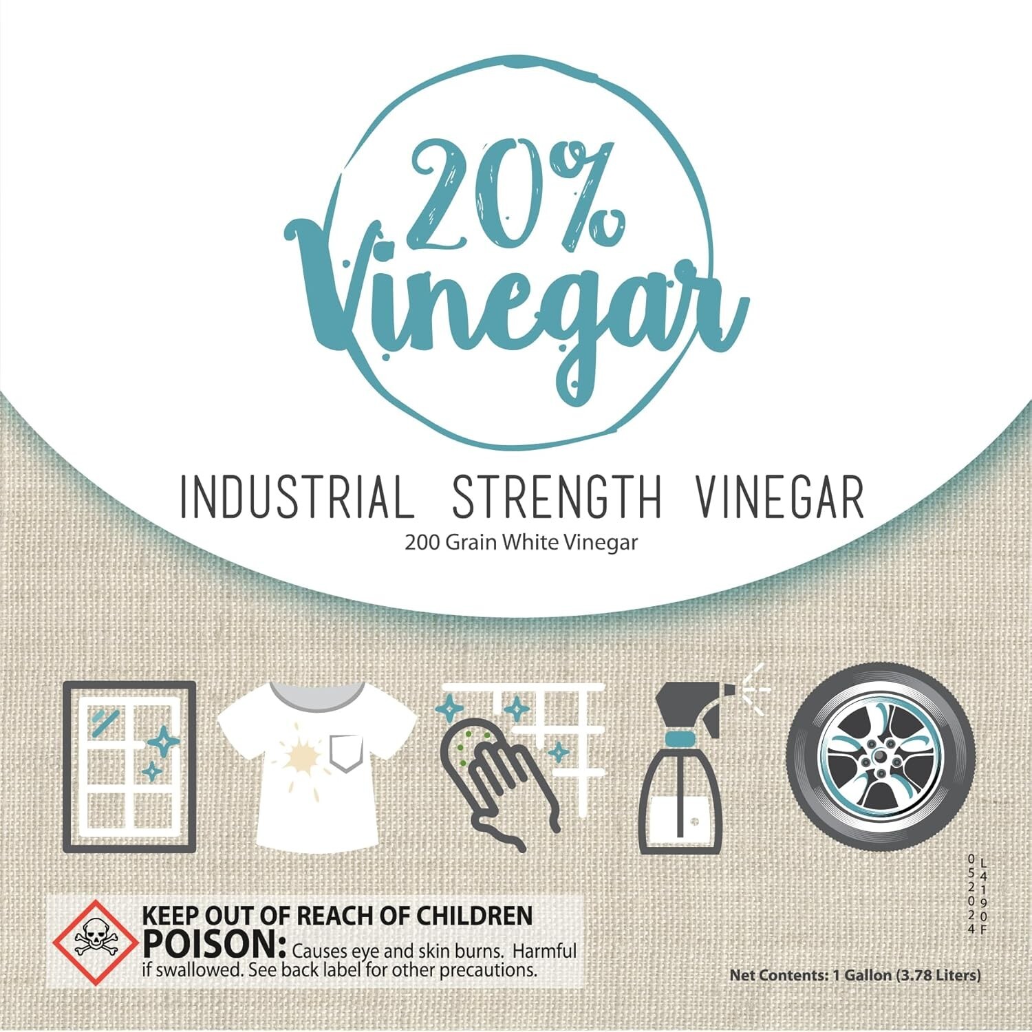 20% Concentrated Vinegar 4X Strength Multi Purpose Cleaner for Home and Industry