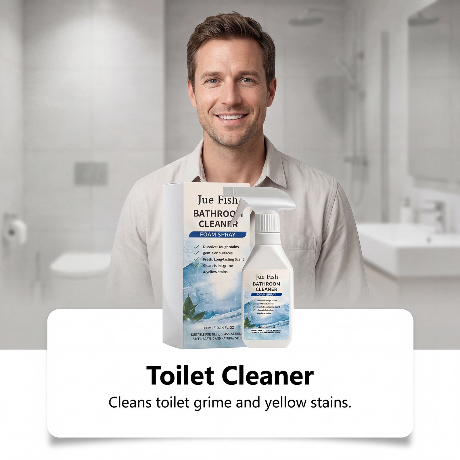 1~3x Multi Purpose Bathroom Cleaner Foam Spray, Powerful Scale Remover 300ml