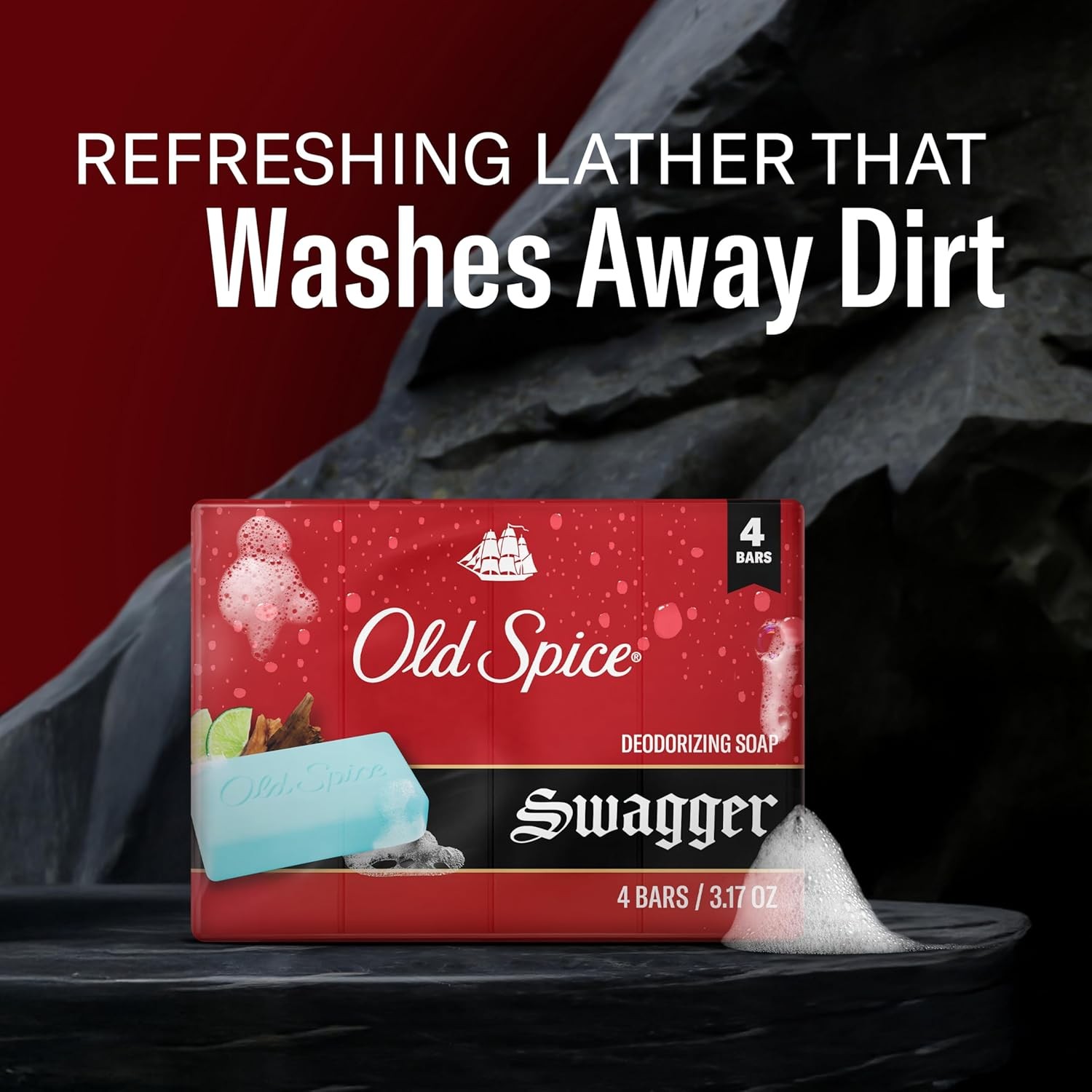 Bar Soap for Men, Refreshing Clean to Wash Away Dirt & Odor, Cleansing Formula,