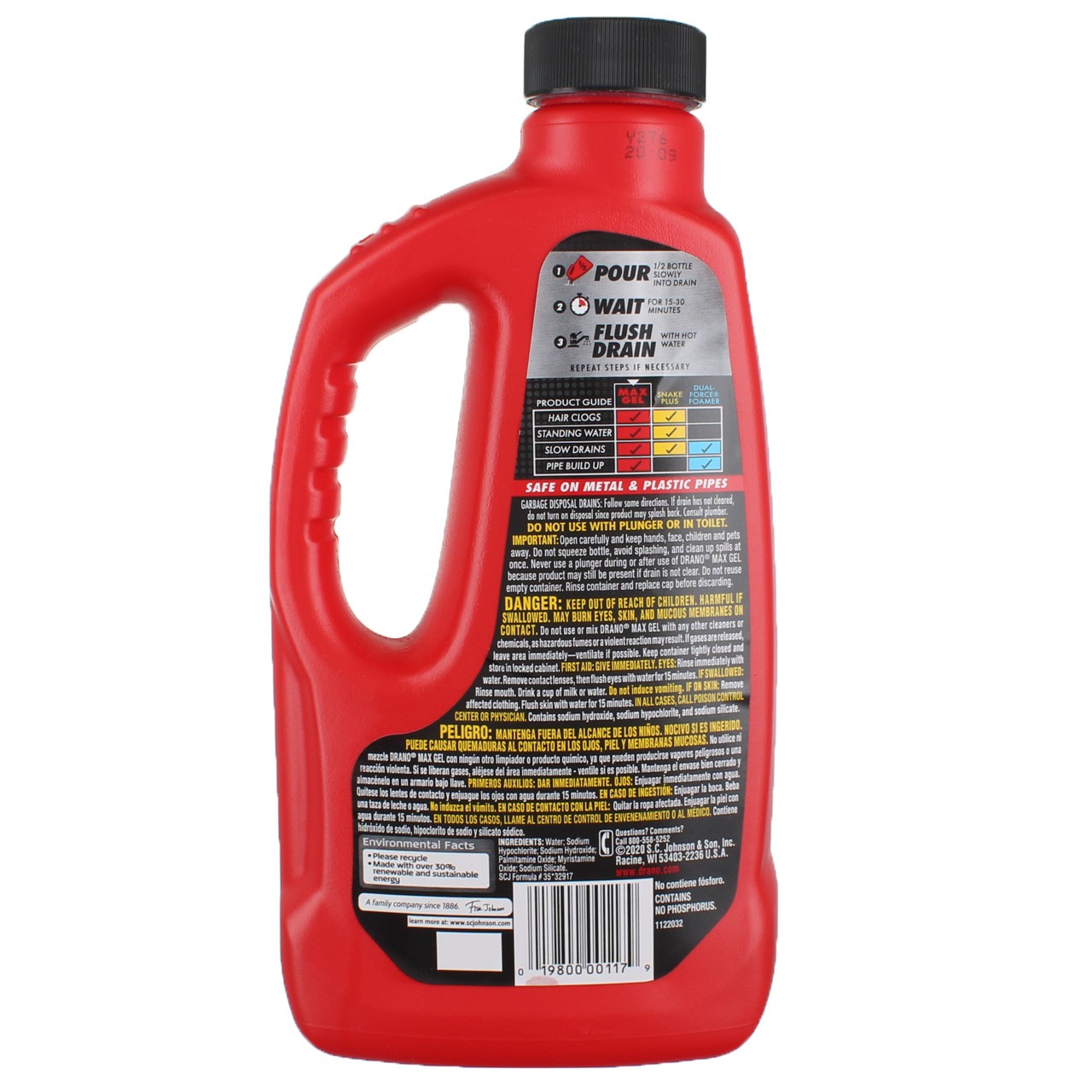 2 Pack Drano Max Gel Clog Remover Liquid, 32 fl oz