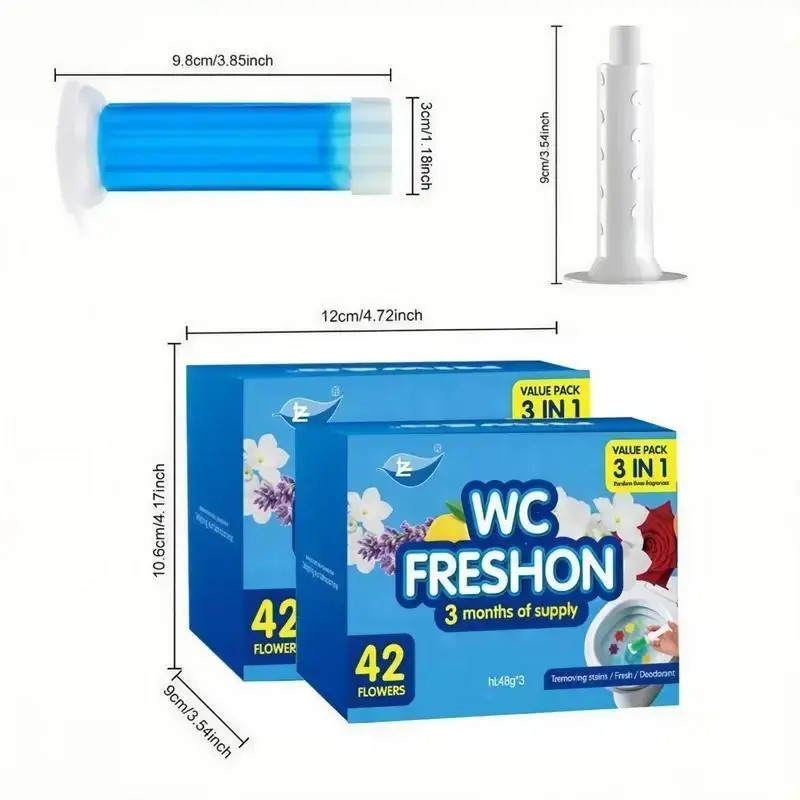 Toilet Gel Stamp Box – 3 Tubes of Deodorizing Flower Scent Freshener