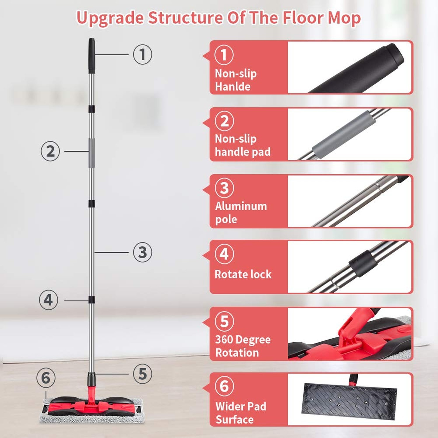 Microfiber Mops for Hardwood Floor Cleaning: MEXERRIS Flat Floor Mop with 4 W…