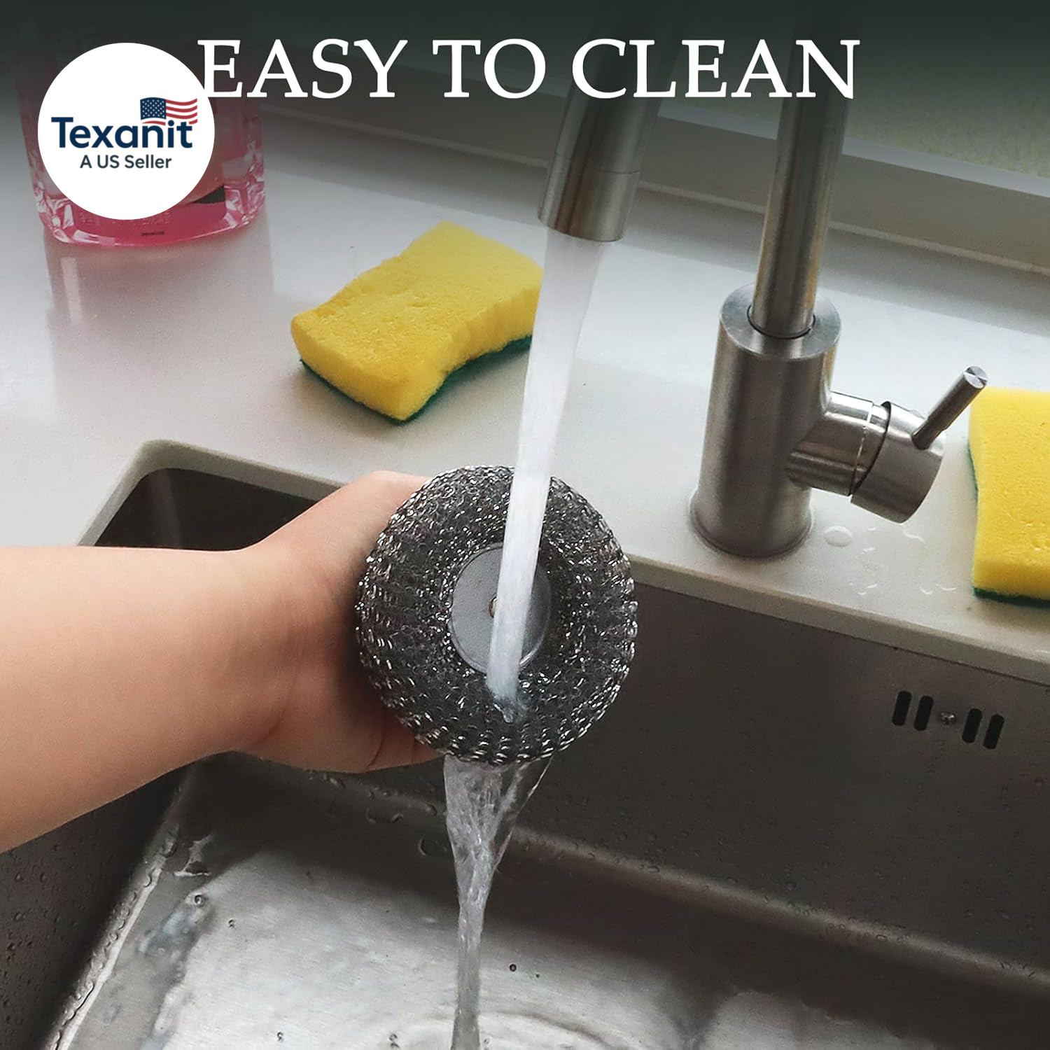 2 Pack Stainless Steel Wool Scrubber, Scrubbing Scouring Pad, Steel Wool Scrubbe