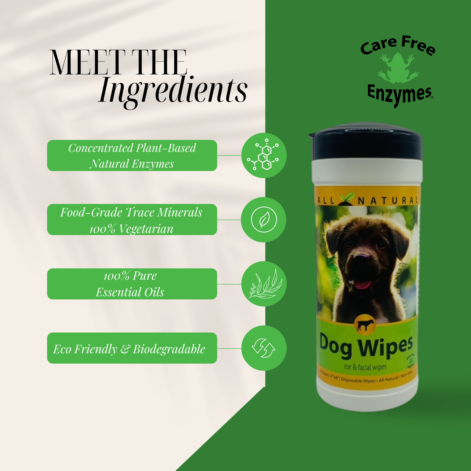 Gentle Dog Ear & Face Wipes | Removes Tear Stains, Wax & Dirt | 40 Count
