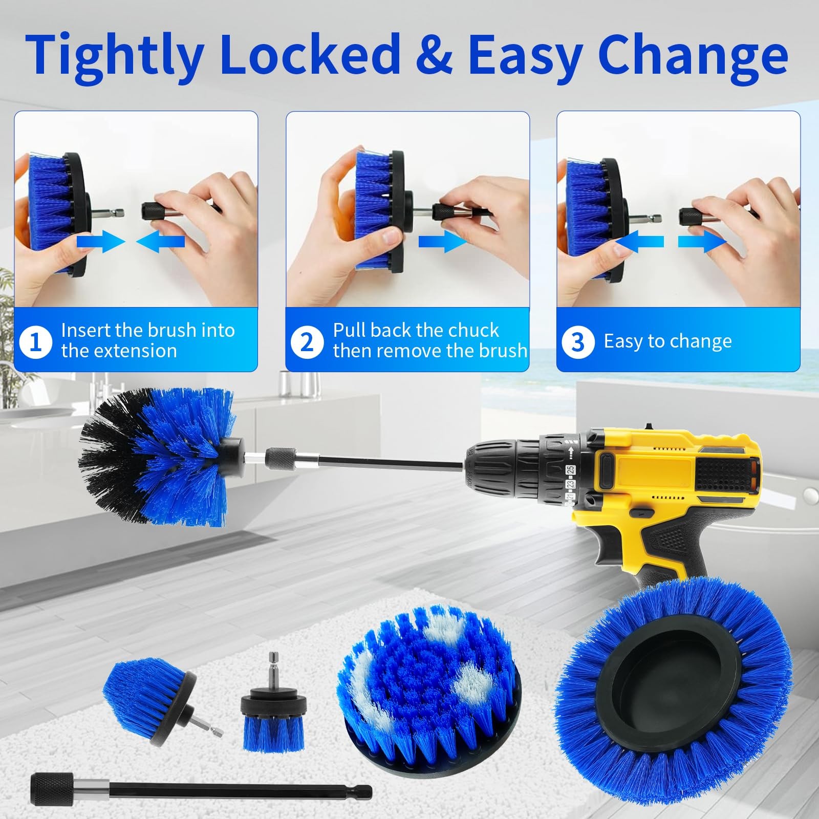 10 Pack Drill Brush Attachment Set for Cleaning Grout, Tile, Tub, and Car