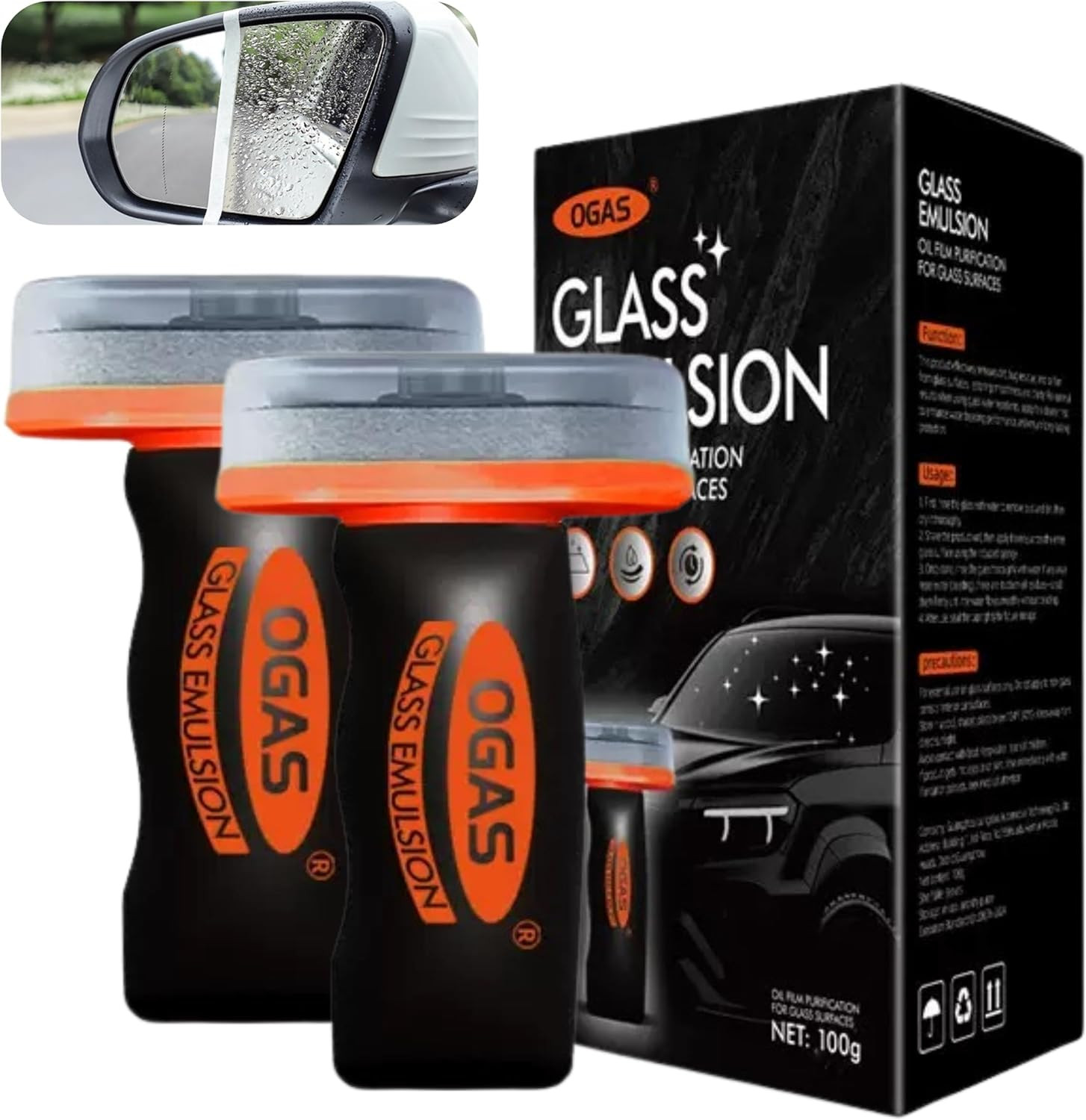2 Pcs Glass Oil Film Remover Car Roll-On Glass Compound Cleaning Board Improve