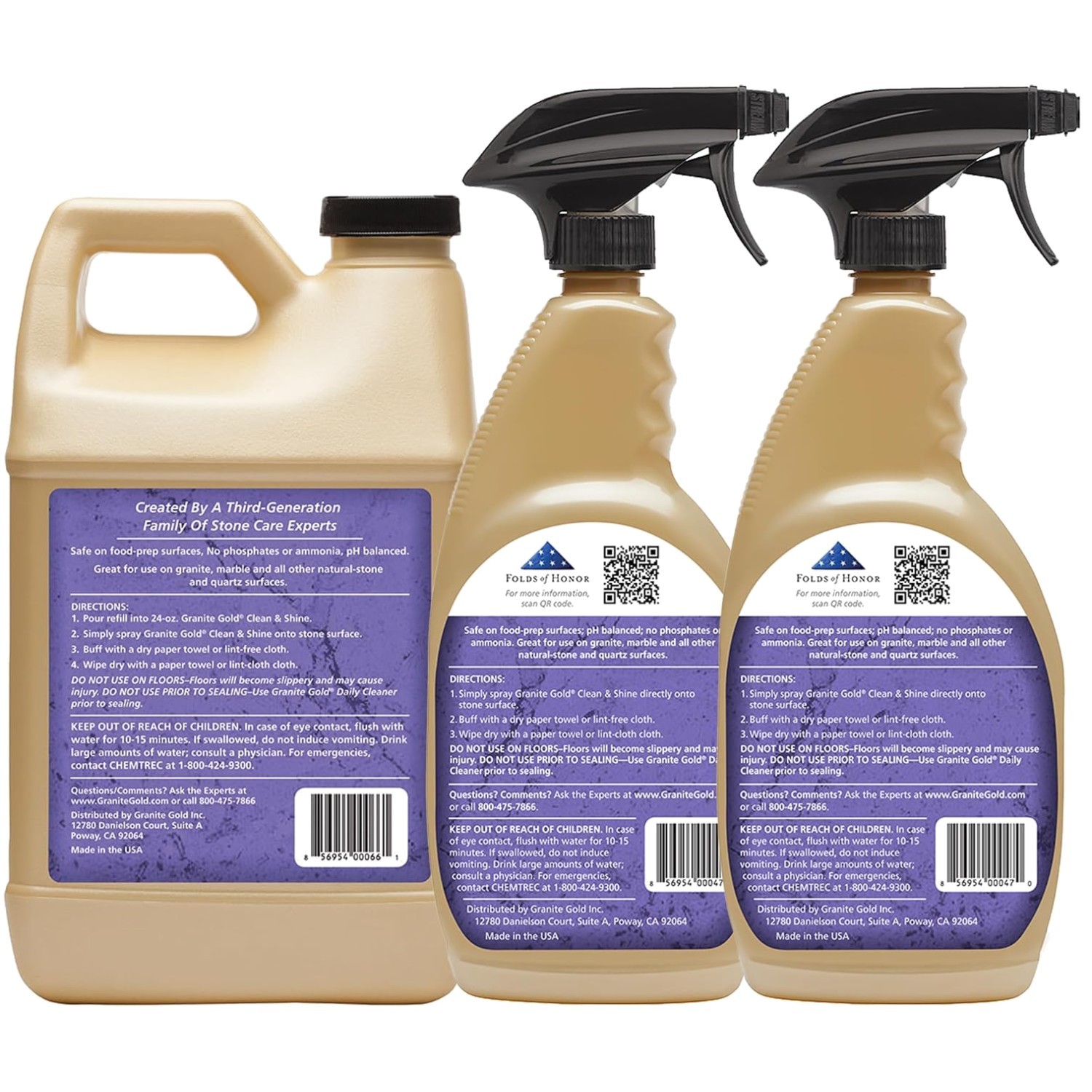 Natural Stone Cleaner & Polish Spray, 3-Pack
