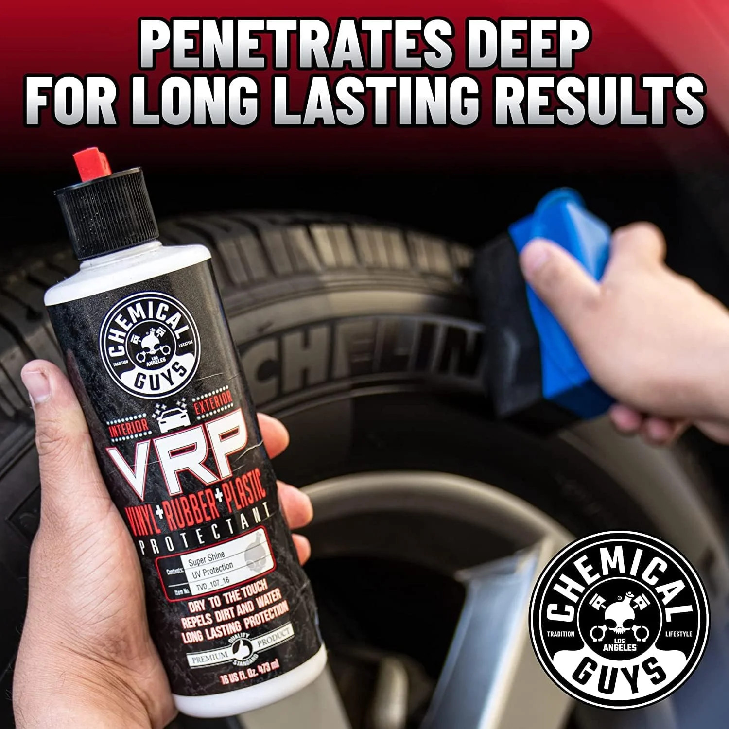 Chemical Guys VRP Protectant & WonderWave Applicators Kit – 16 oz Vinyl, Rubber,
