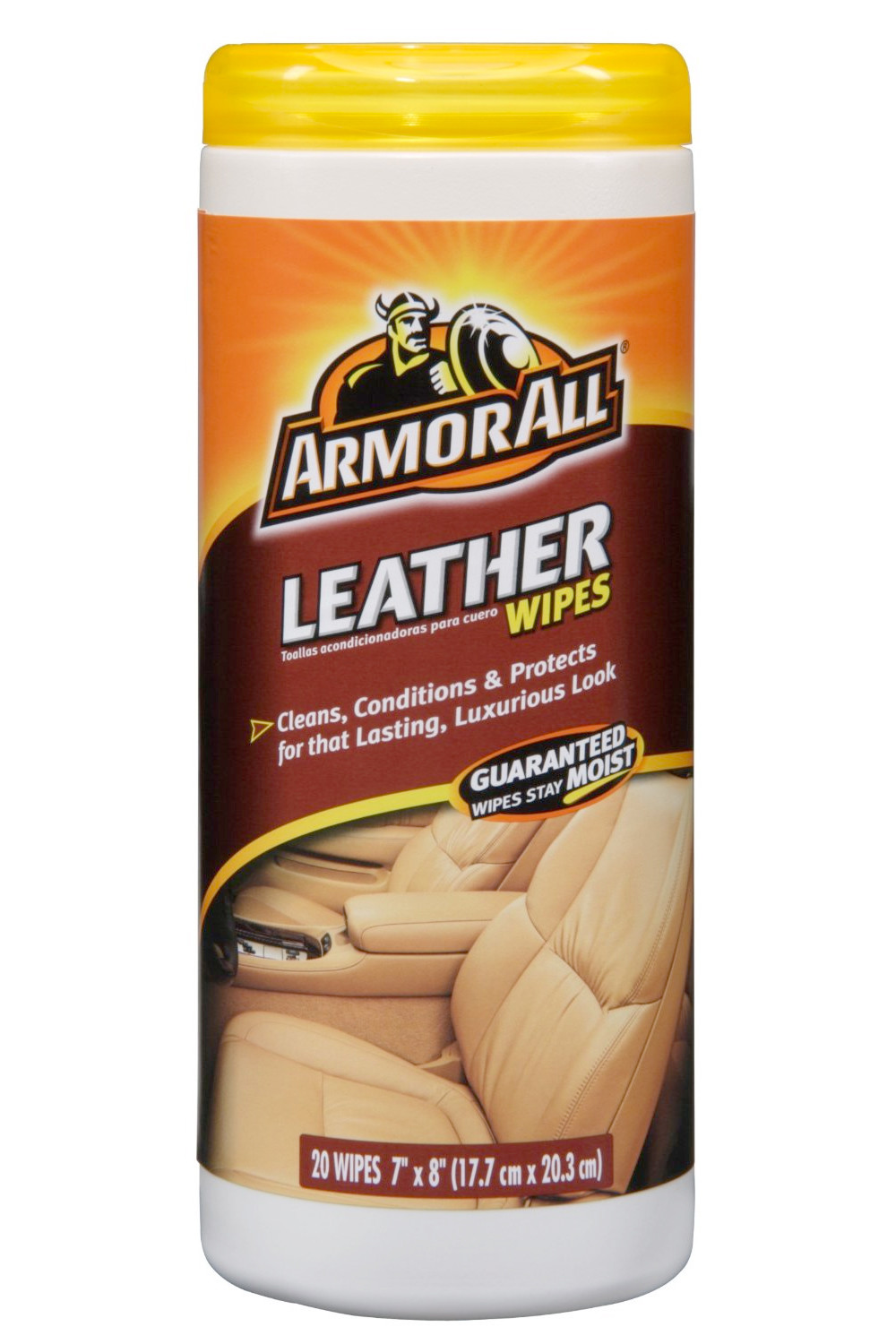 ArmorAll Leather Wipes Canister, 20 Wipes – Cleans, Conditions and Protects