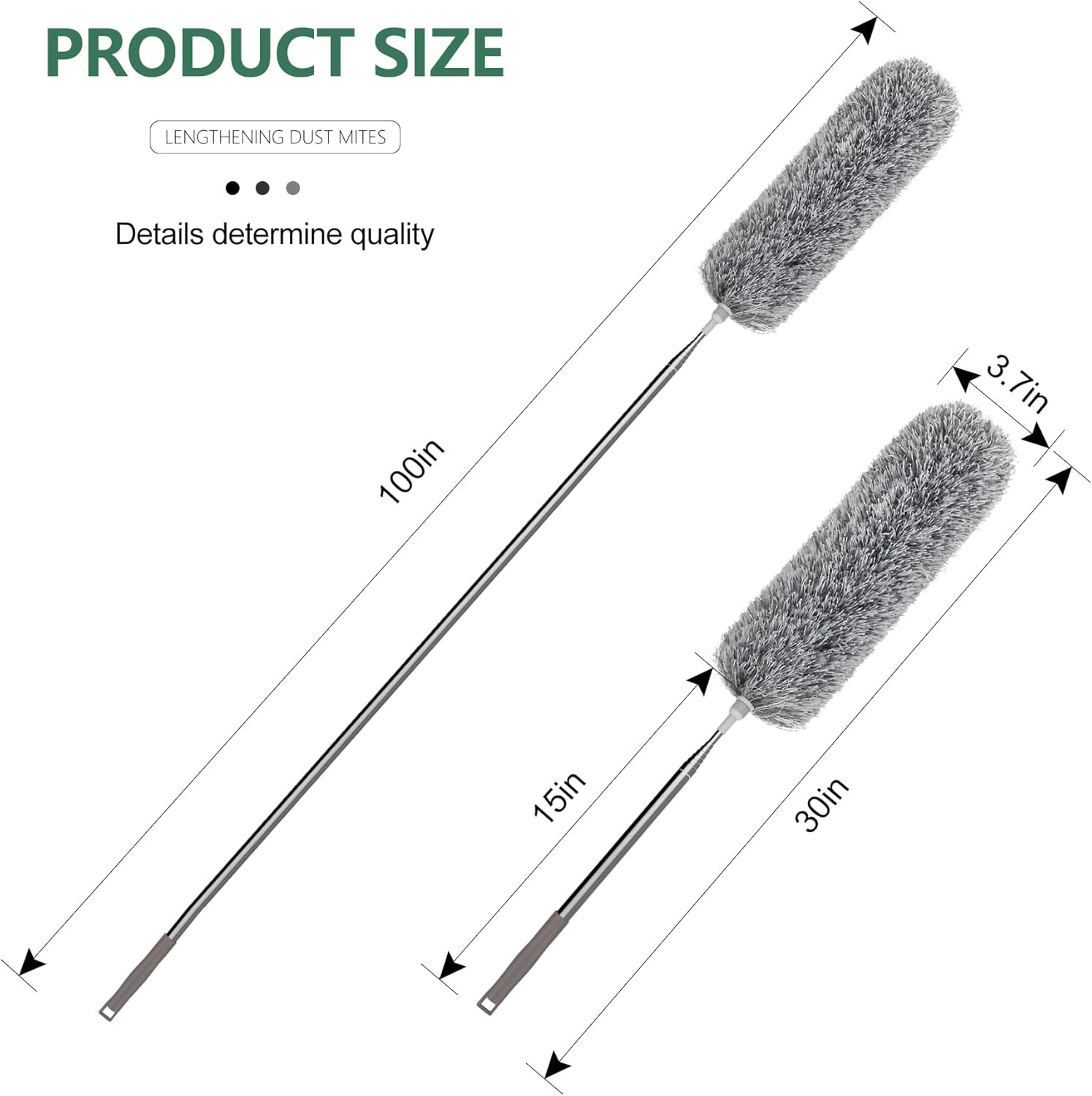 Extra-Long Dusters with Extension Pole 100-Inch for Cleaning, Bendable Microfibe