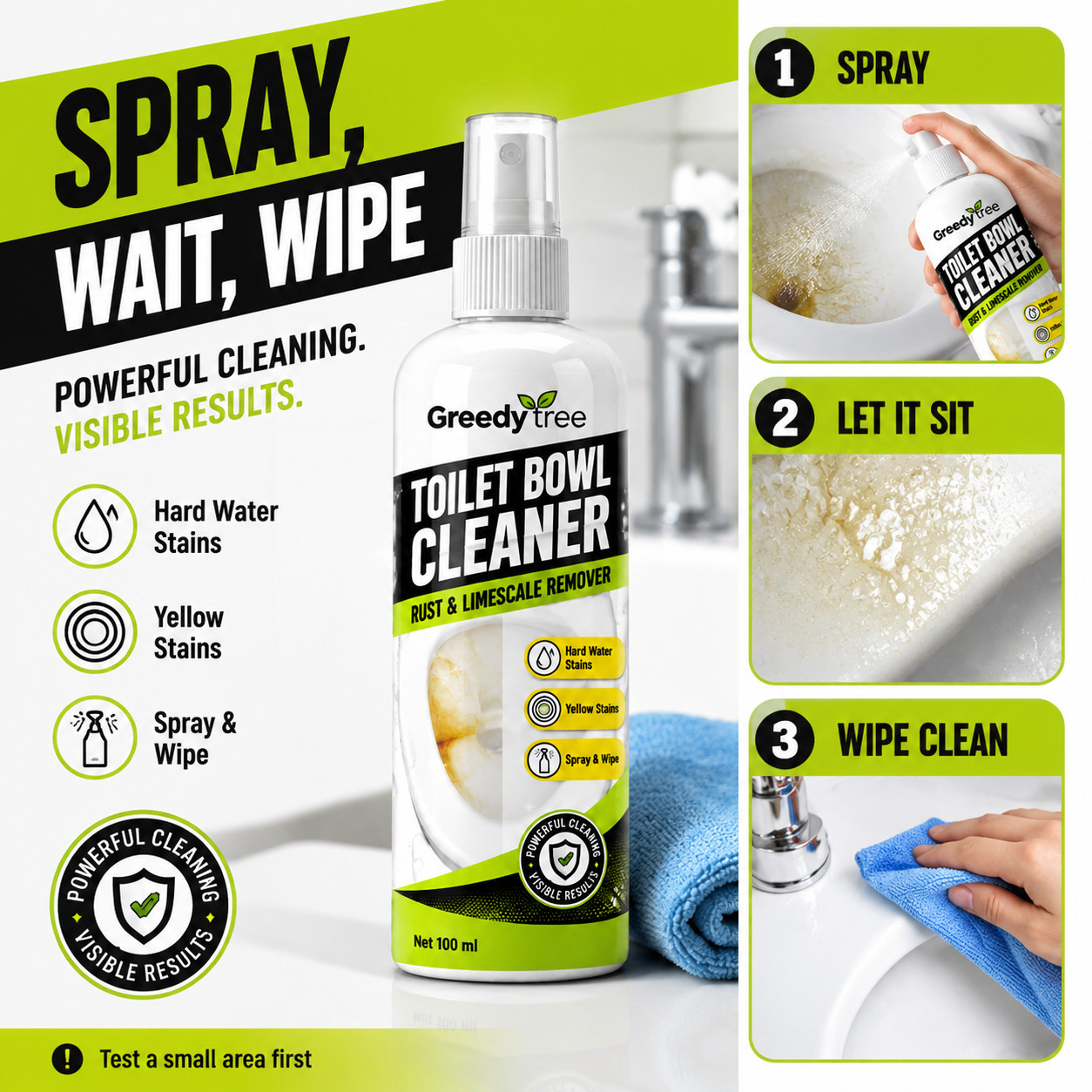 Bathroom Cleaner Spray for Toilet Yellow Stains Rust and Limescale