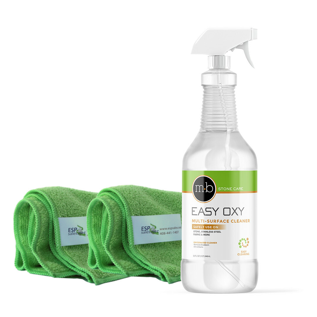 Easy Oxy Daily Cleaner Granite Marble Tile & Other Surfaces & 2 Microfibers