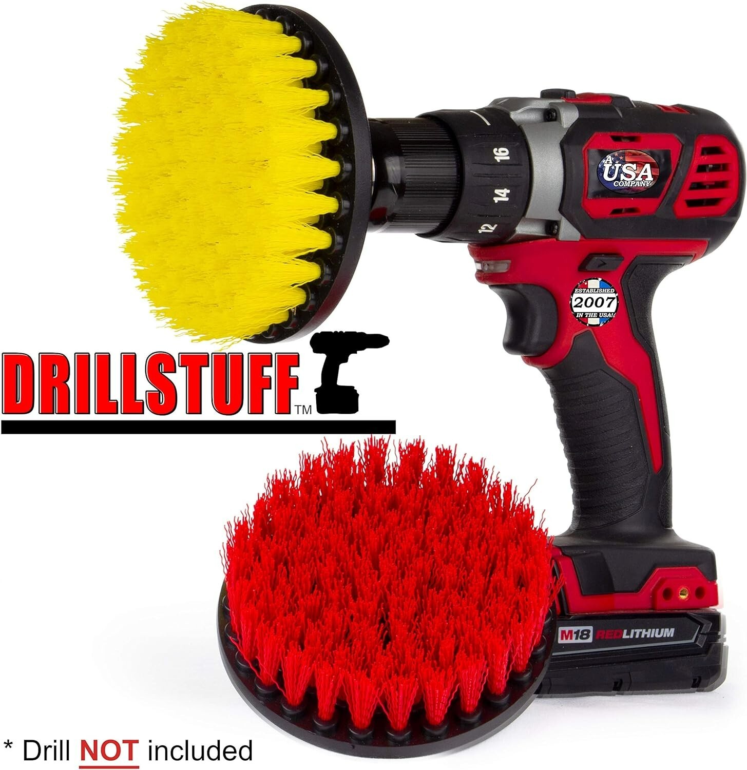 Standard Softer Bristle Brush Bathroom’ Garage Mat 5″ Round W/Power Drill-2 Pc