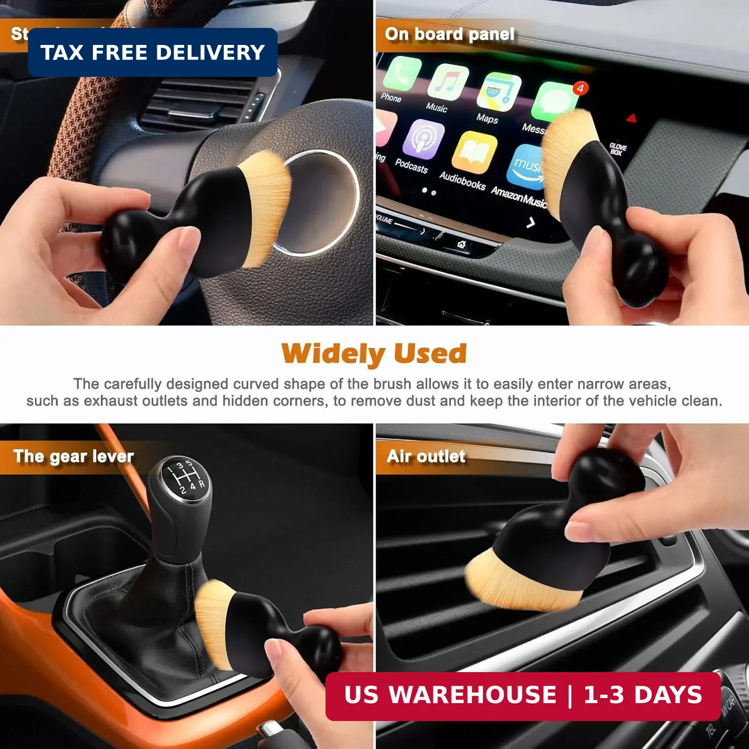 Car Interior Duster Detailing Brush Set Cleaning Gel Kit, Soft Microfiber Towels