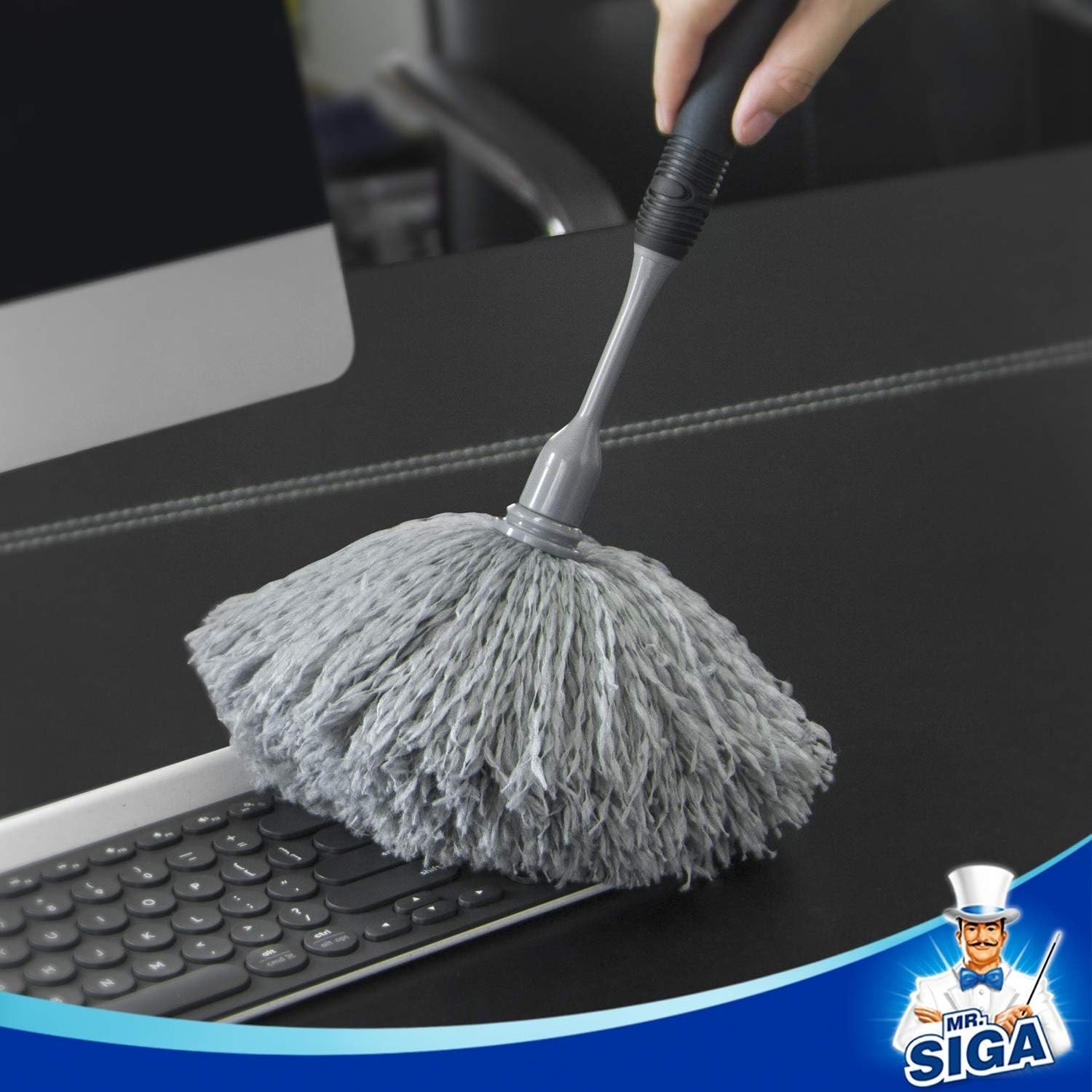 Microfiber Delicate Duster with Comfortable Grip & Washable Head – Gray & Black