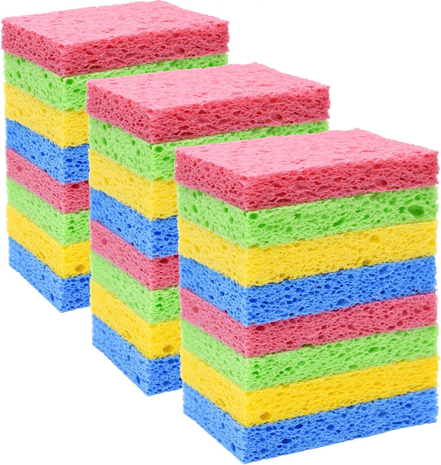 24 Pack Kitchen Sponges Natural Cellulose Compressed Sponges for Cleaning