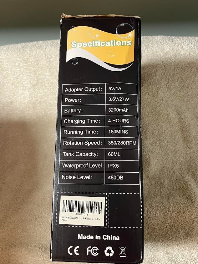 9 in 1 Electric Spin Scrubber Quiet Cordless LED Display Yellow 18000 RPM NIB