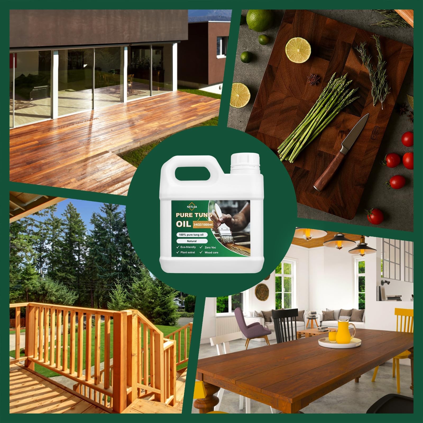 34oz 100% Pure Tung Oil for Wood Finish,Pure Natural for Furniture,Countertop…